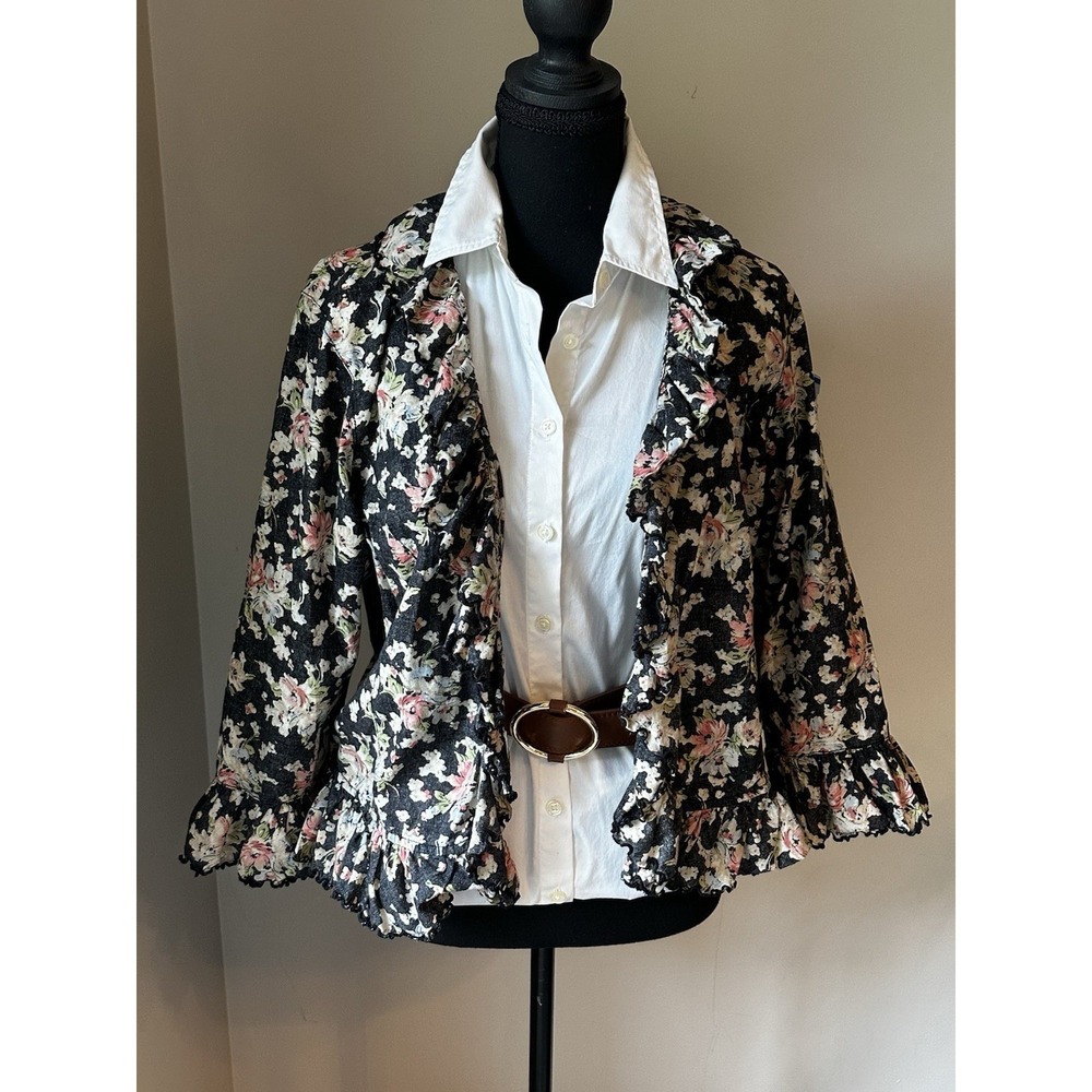 Lauren Jeans Co. Ralph Lauren Jacket Women's L 100% Cotton Floral CottageCore